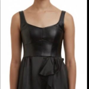 Nanette Lepore Black leather + silk dress